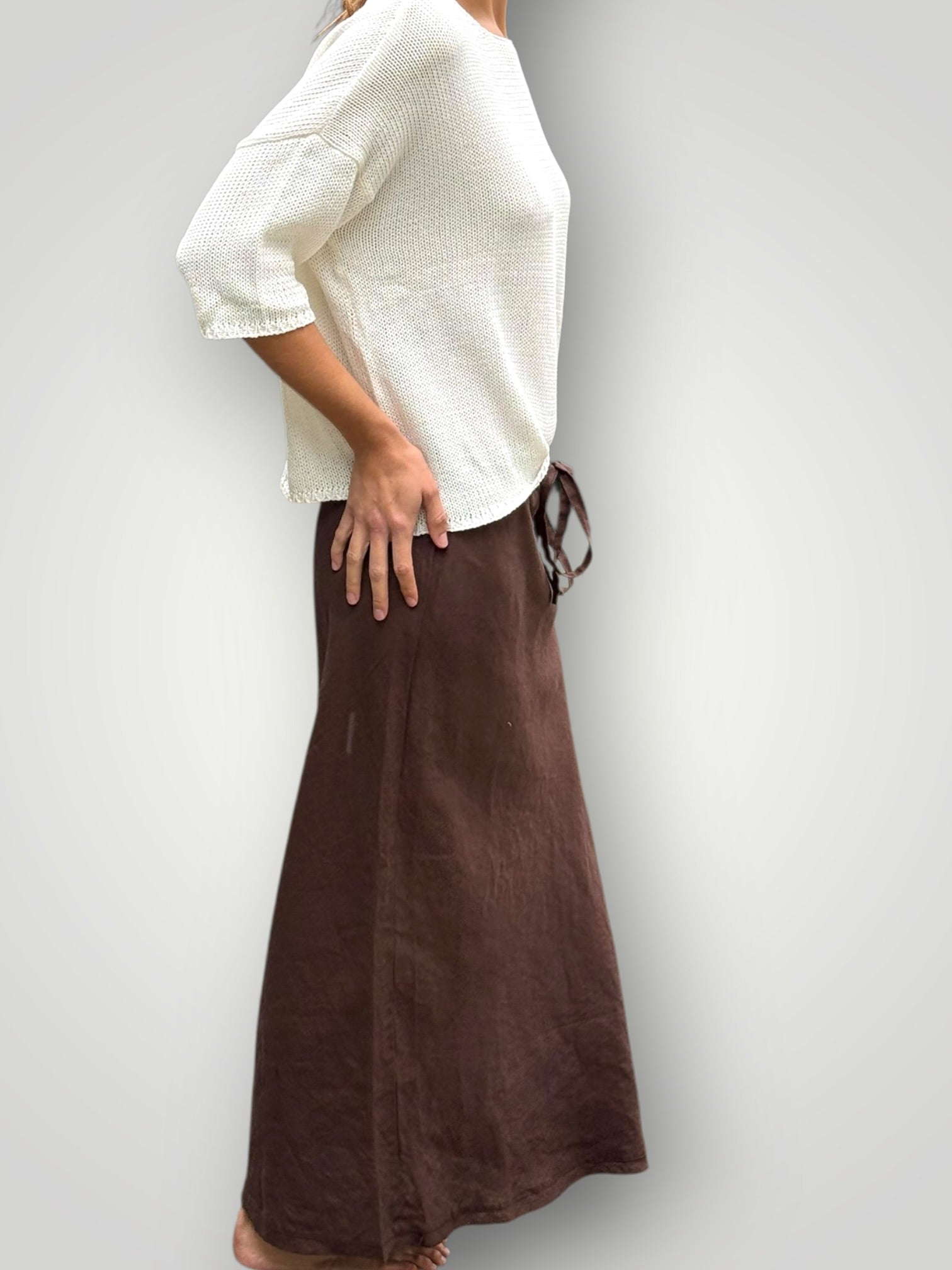 anthea skirt - chocolate linen Apparel