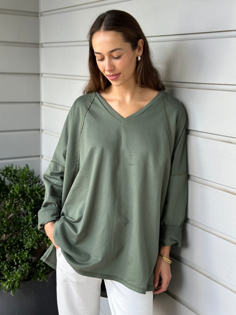 sadie slouchy sweatshirt - sage Apparel  