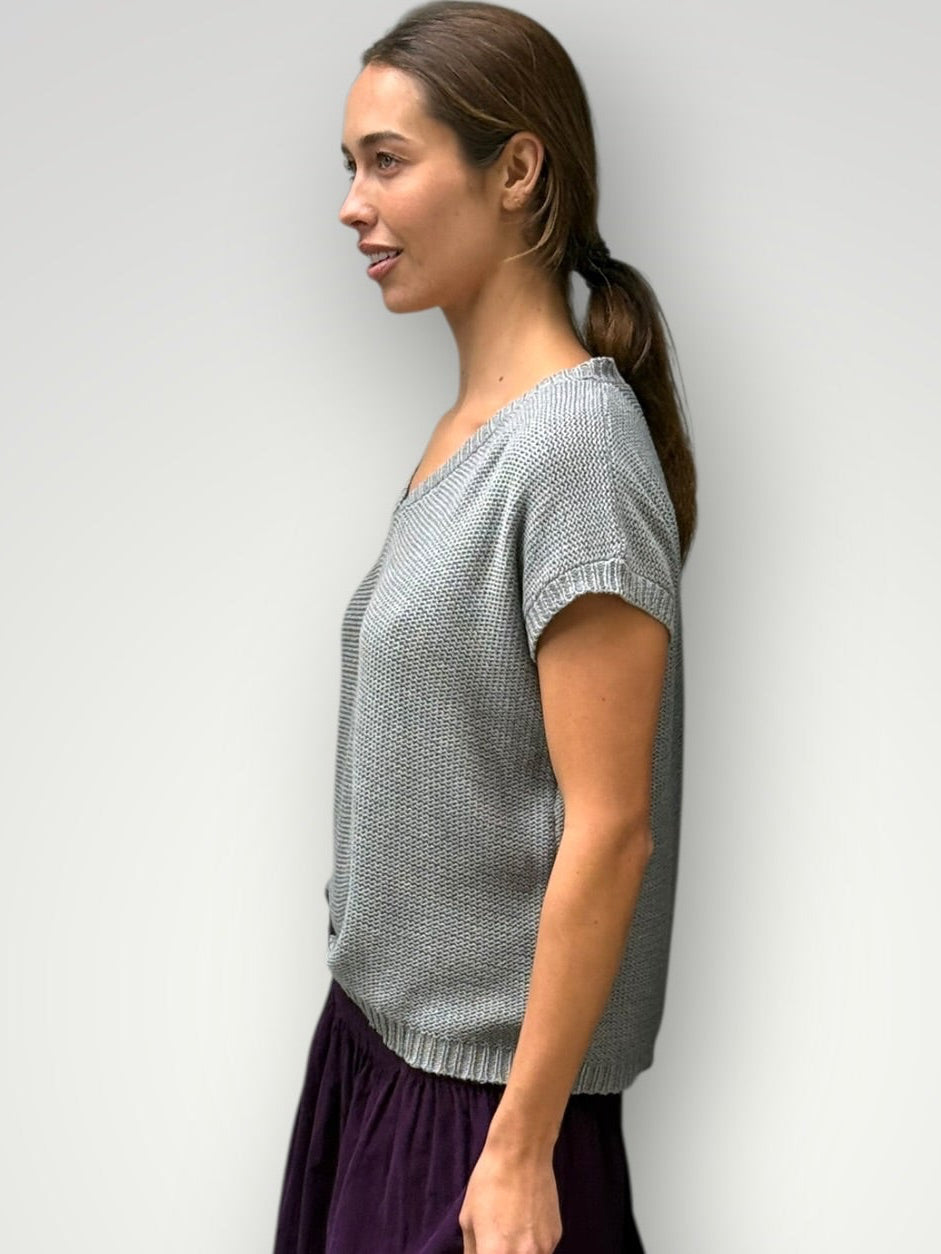 lara knit top - grey cotton Apparel
