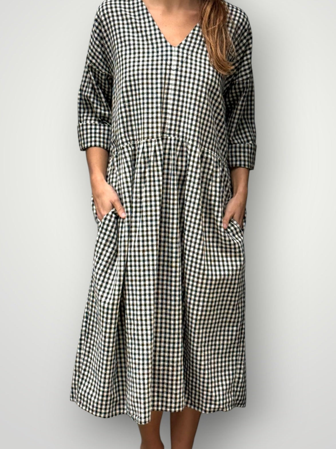 paige dress - black check Apparel
