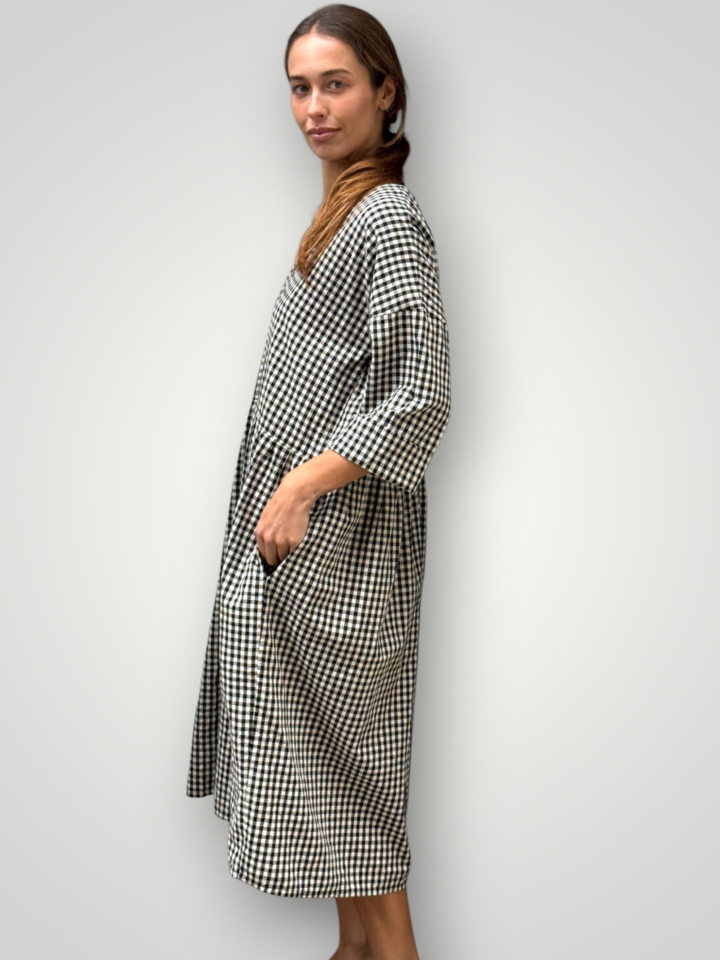 paige dress - black check Apparel