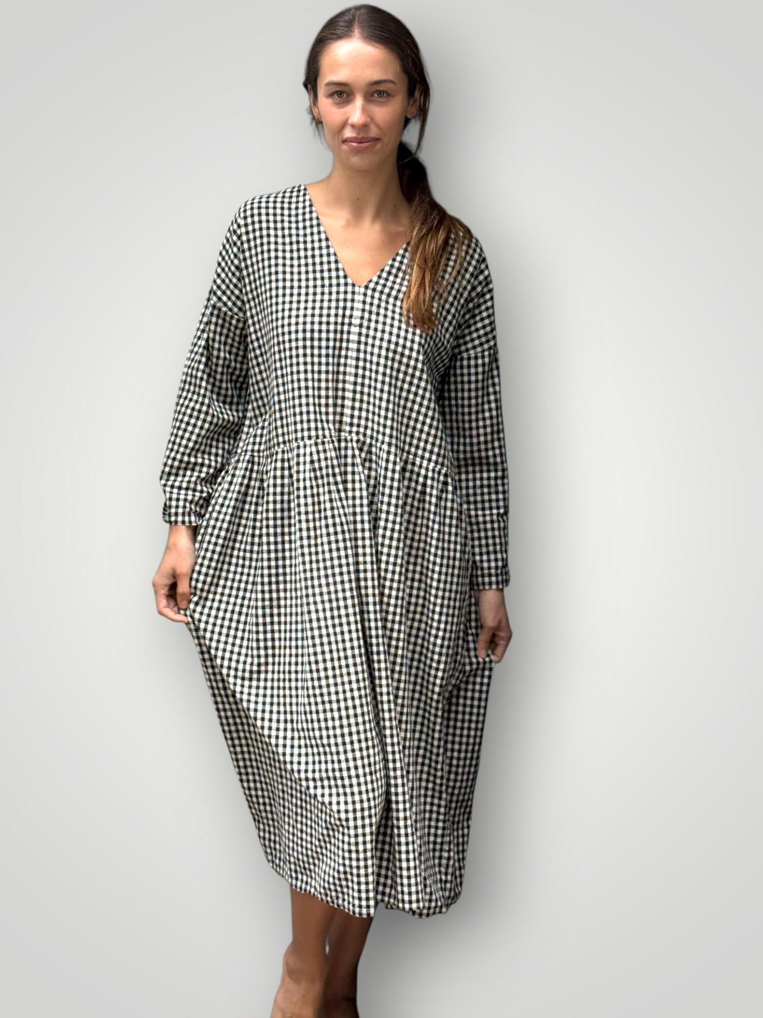 paige dress - black check Apparel