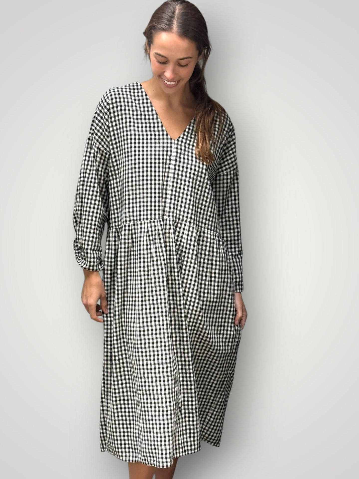 paige dress - black check Apparel