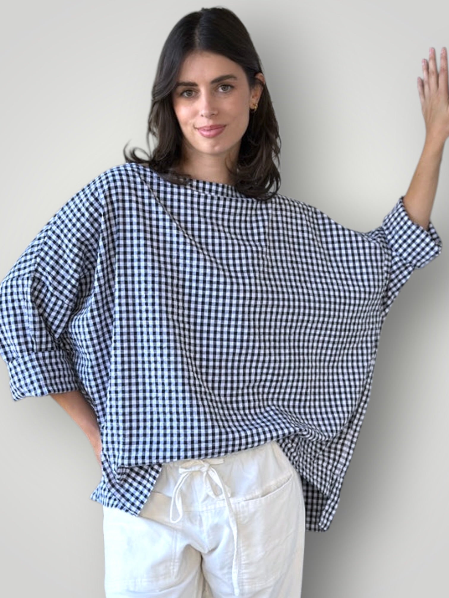 avril top - black /white gingham cotton Apparel