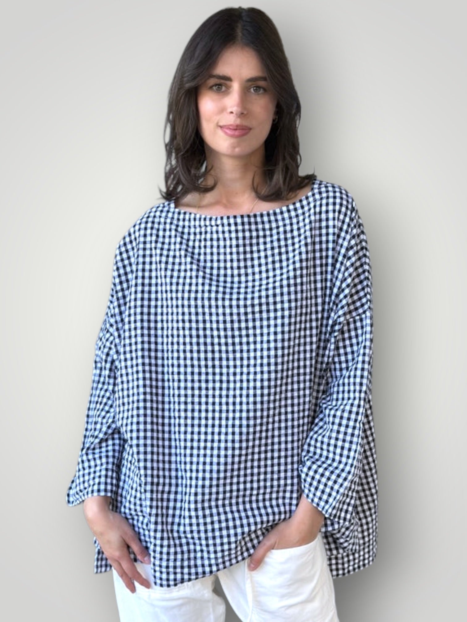 avril top - black /white gingham cotton Apparel