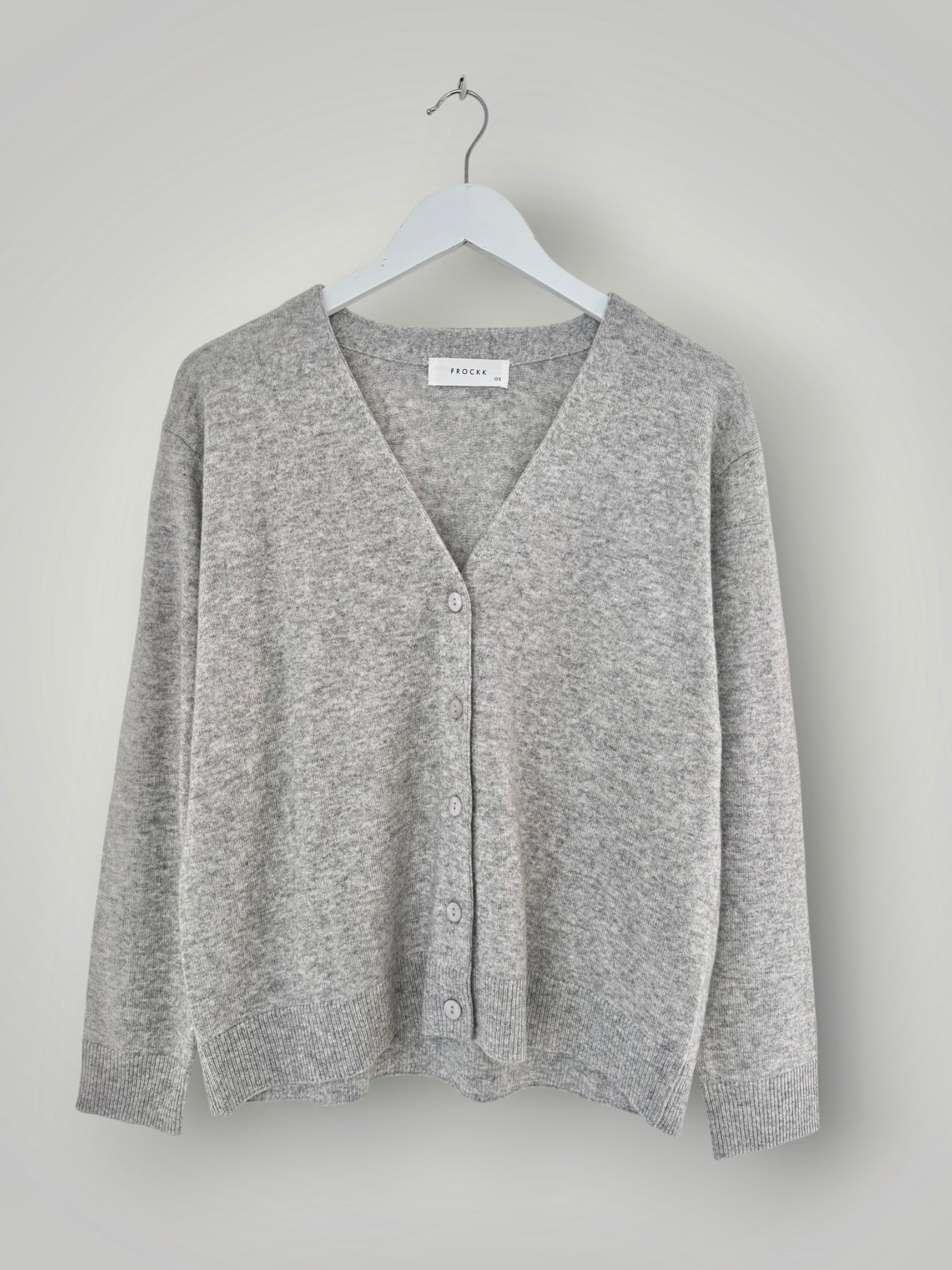 hannah cashmere/wool cardi-soft grey