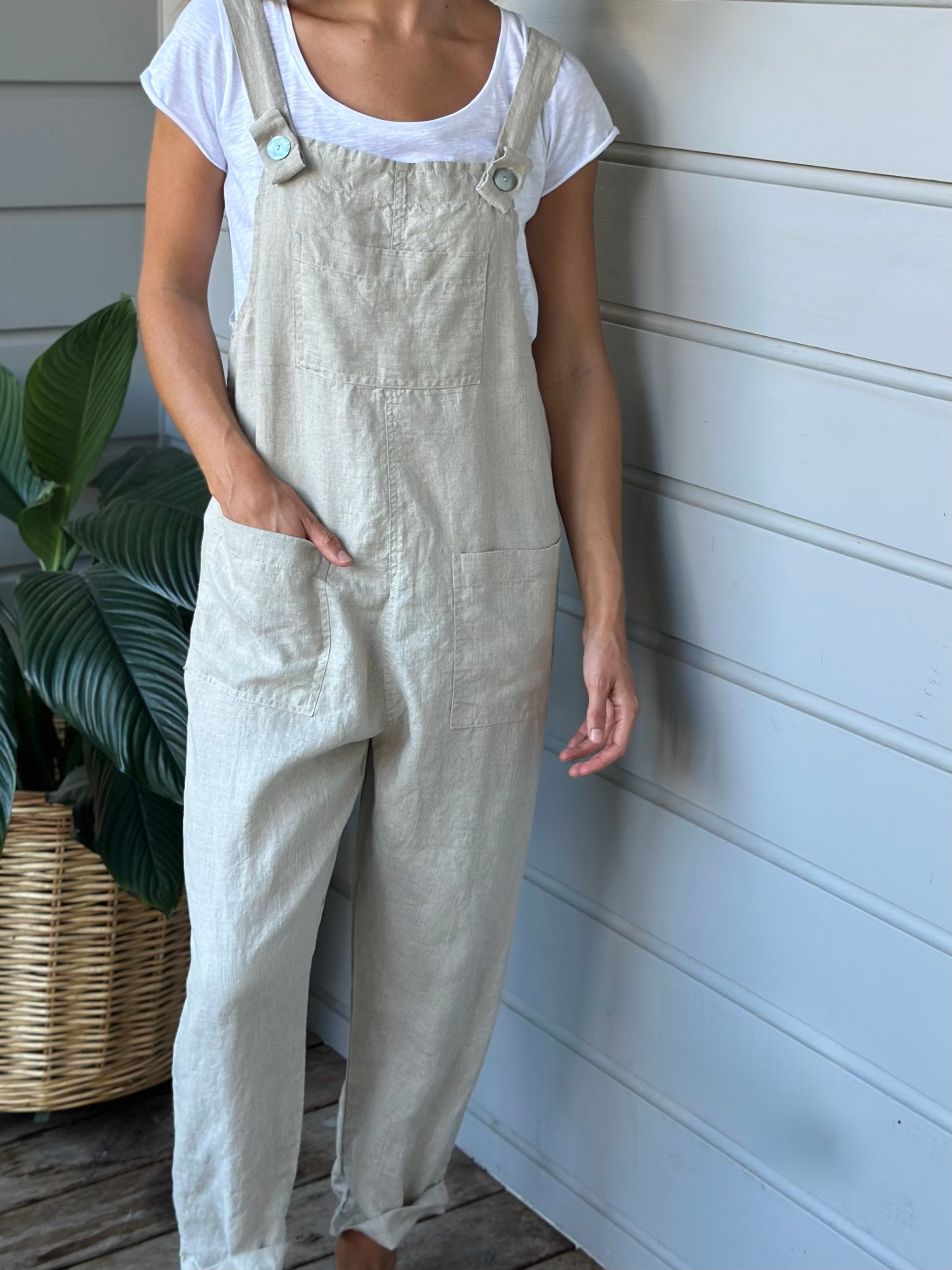 overalls - natural linen Apparel