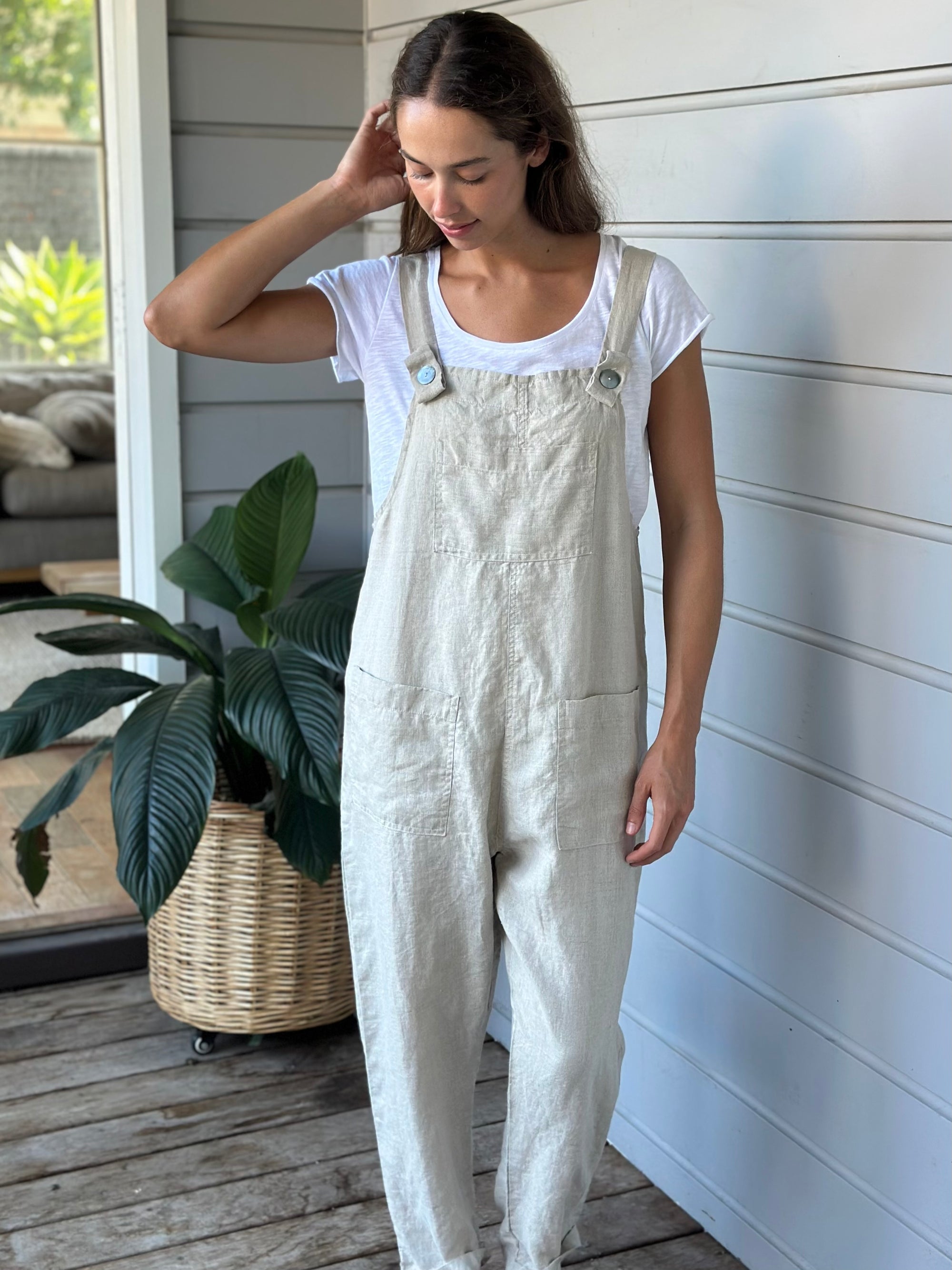 overalls - natural linen Apparel