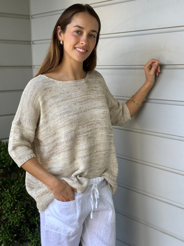 avery knit top-natural mix Apparel  
