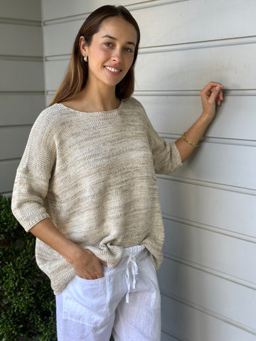 avery knit top-natural mix Apparel  
