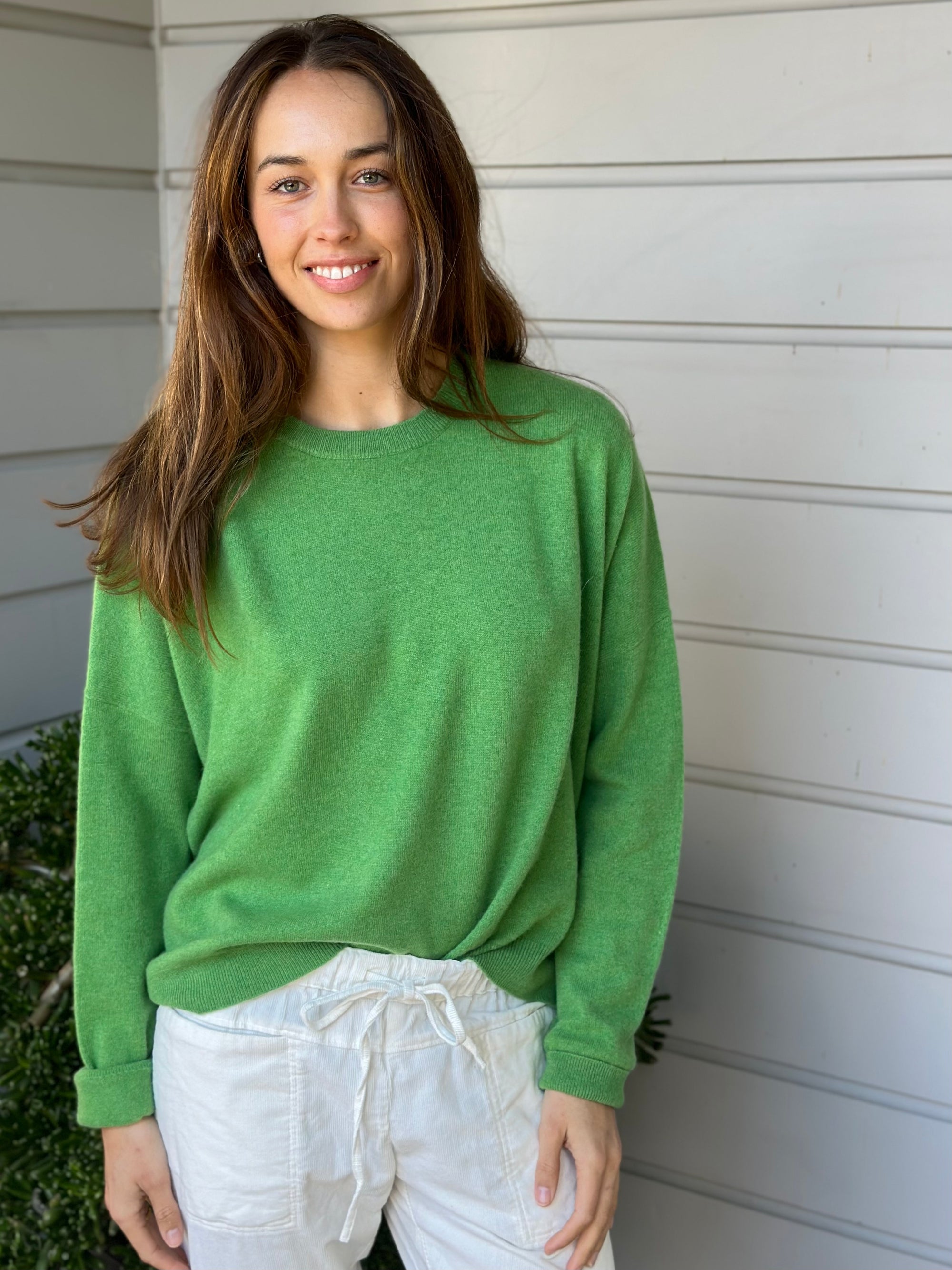 cassie crew neck-soft green cashmere Apparel