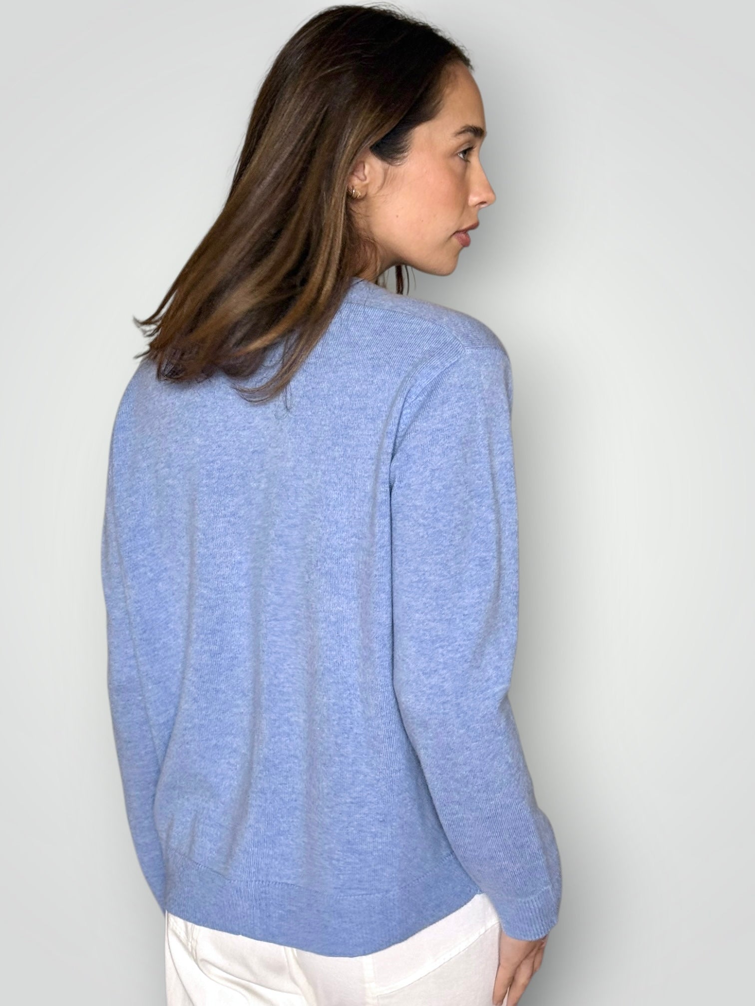 hannah cashmere v neck cardi- soft blue General