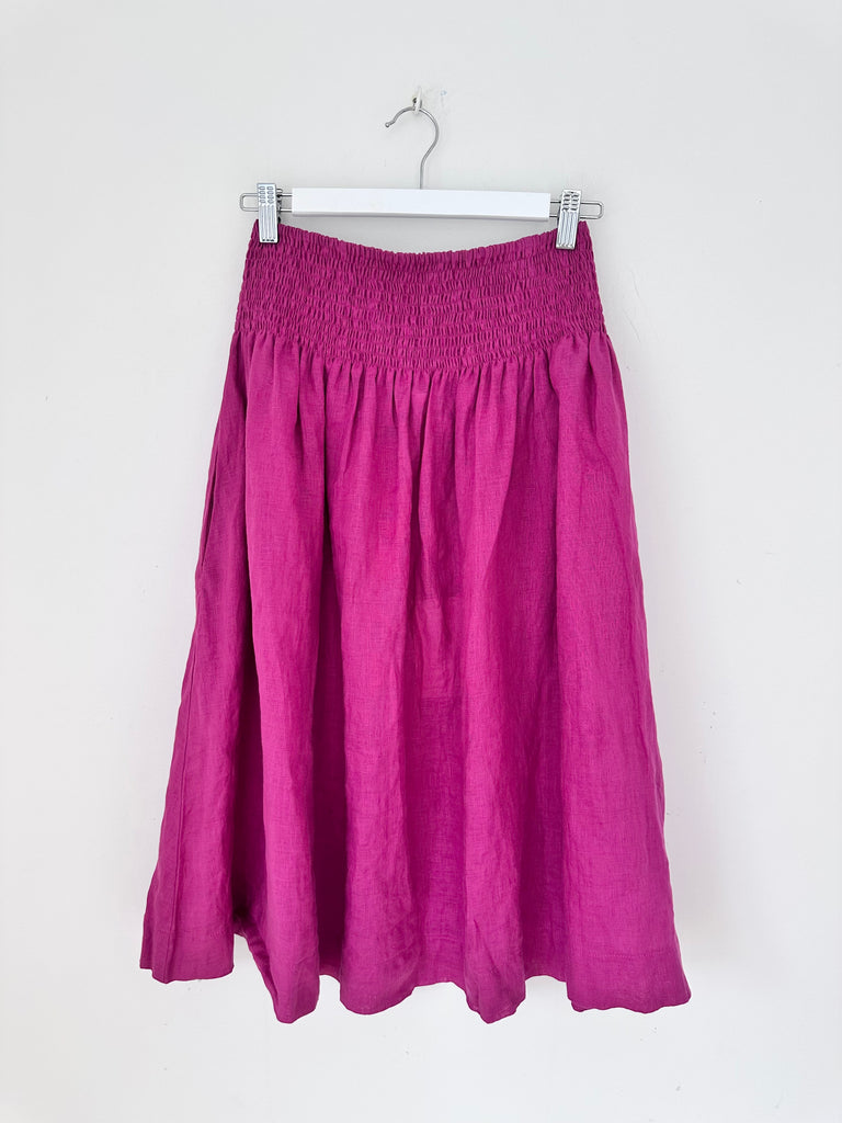 lola skirt - fuschia linen Apparel