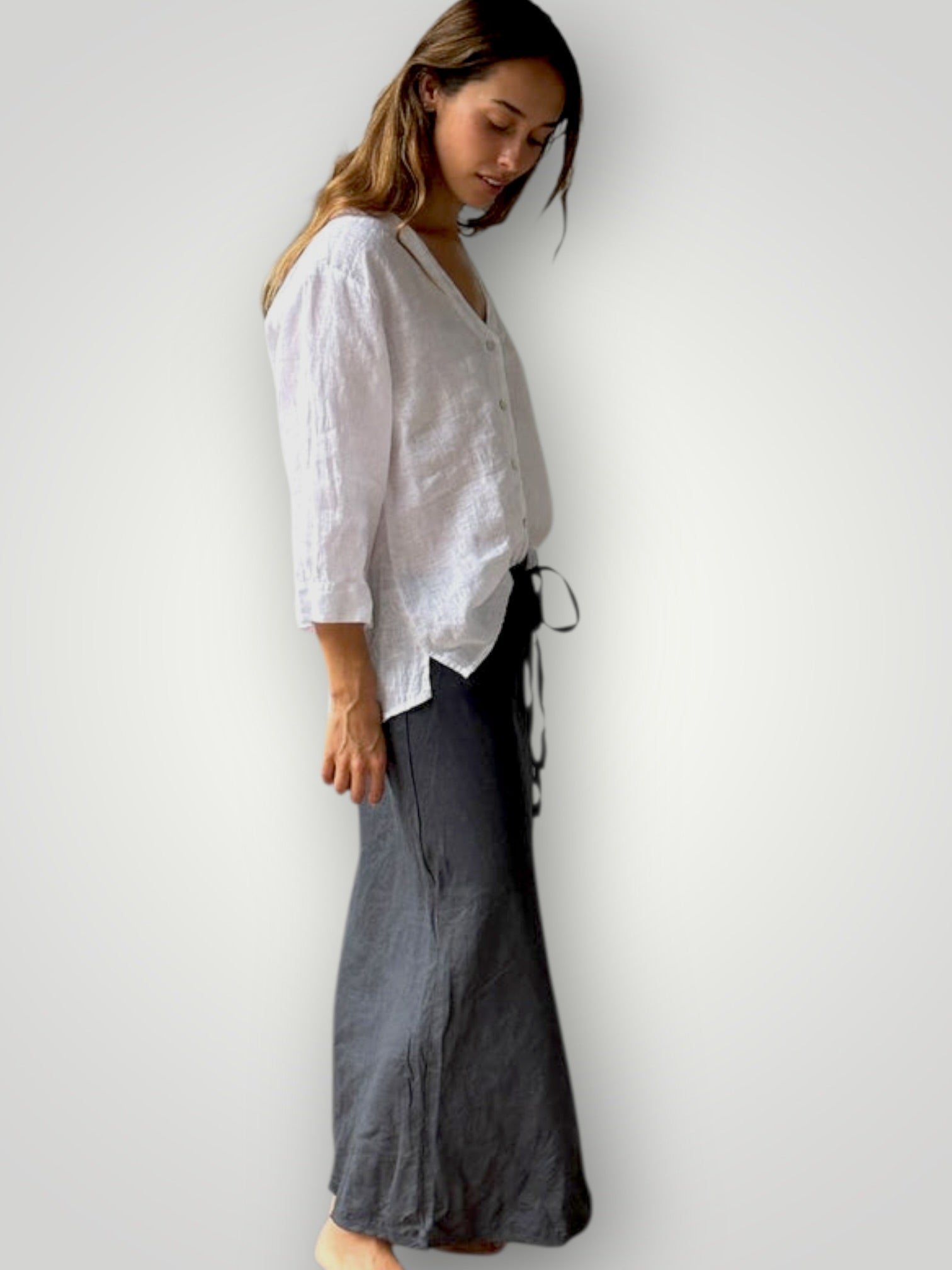anthea skirt - charcoal linen Apparel