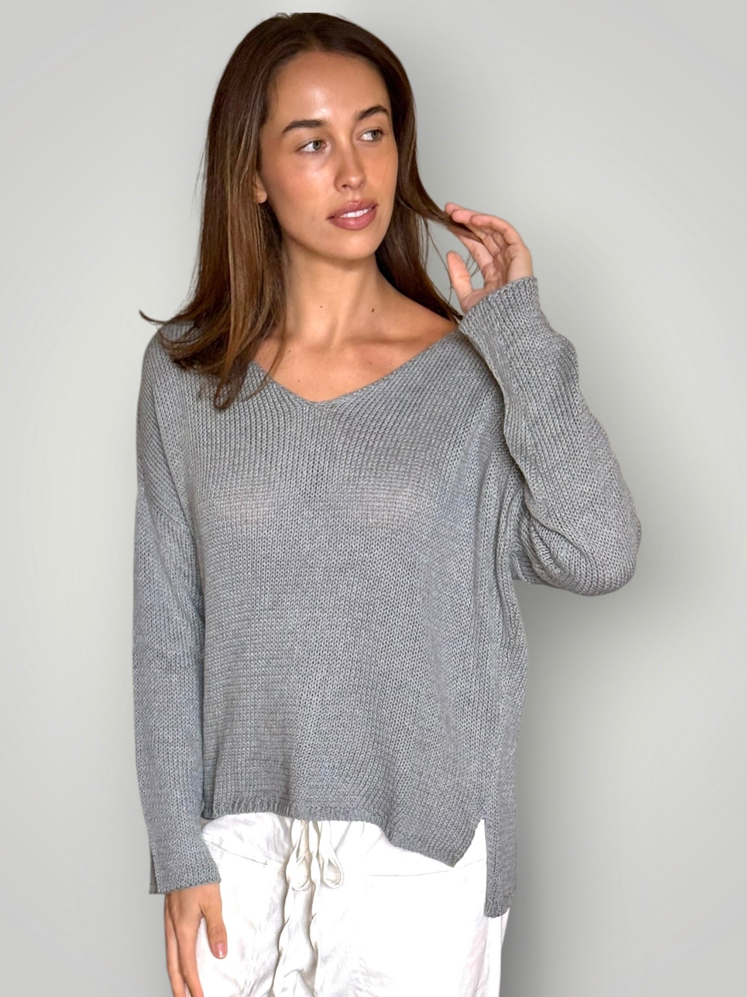 jamie cotton knit - mid grey Apparel
