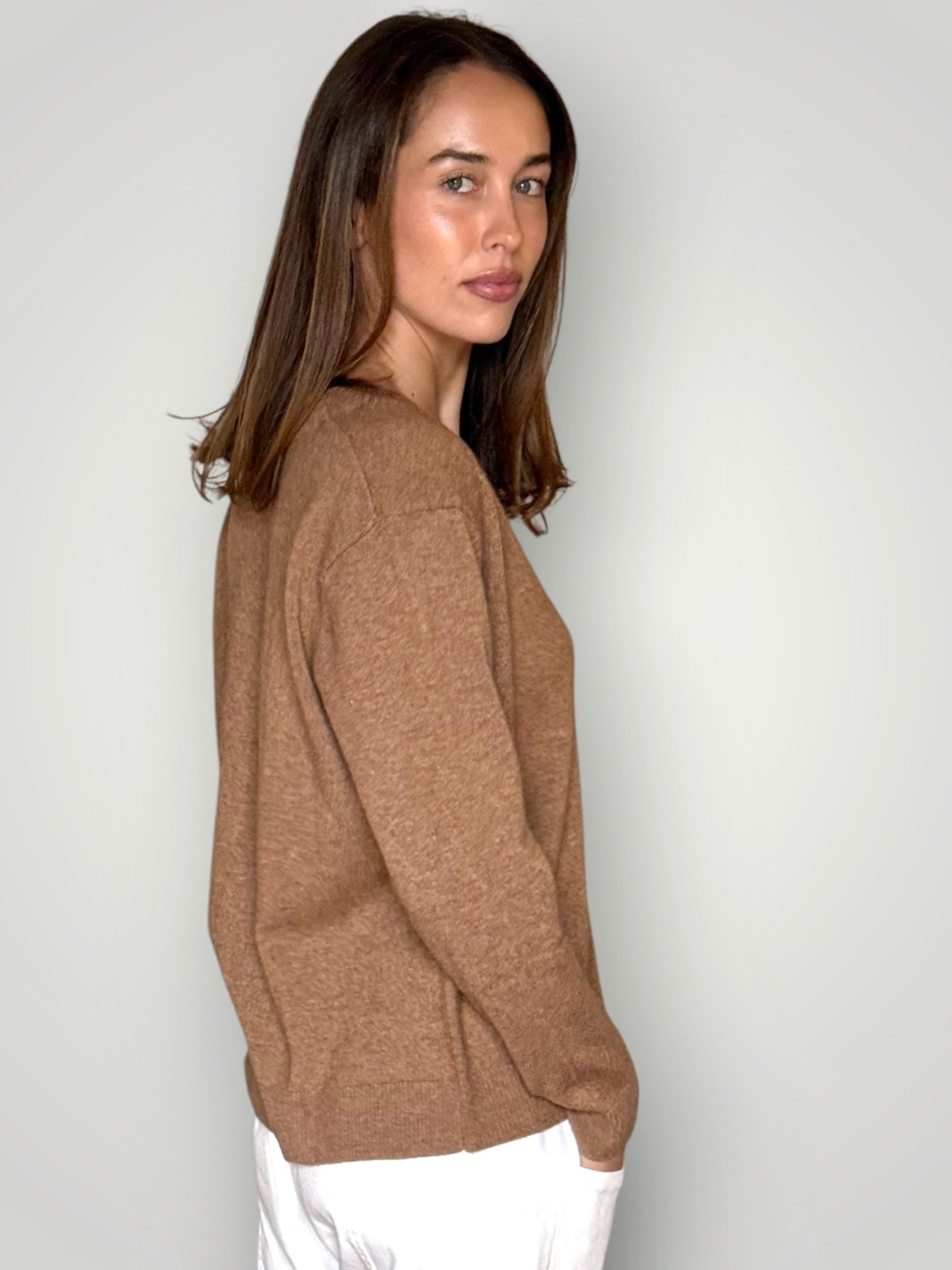 hannah cashmere v-neck cardi- caramel General