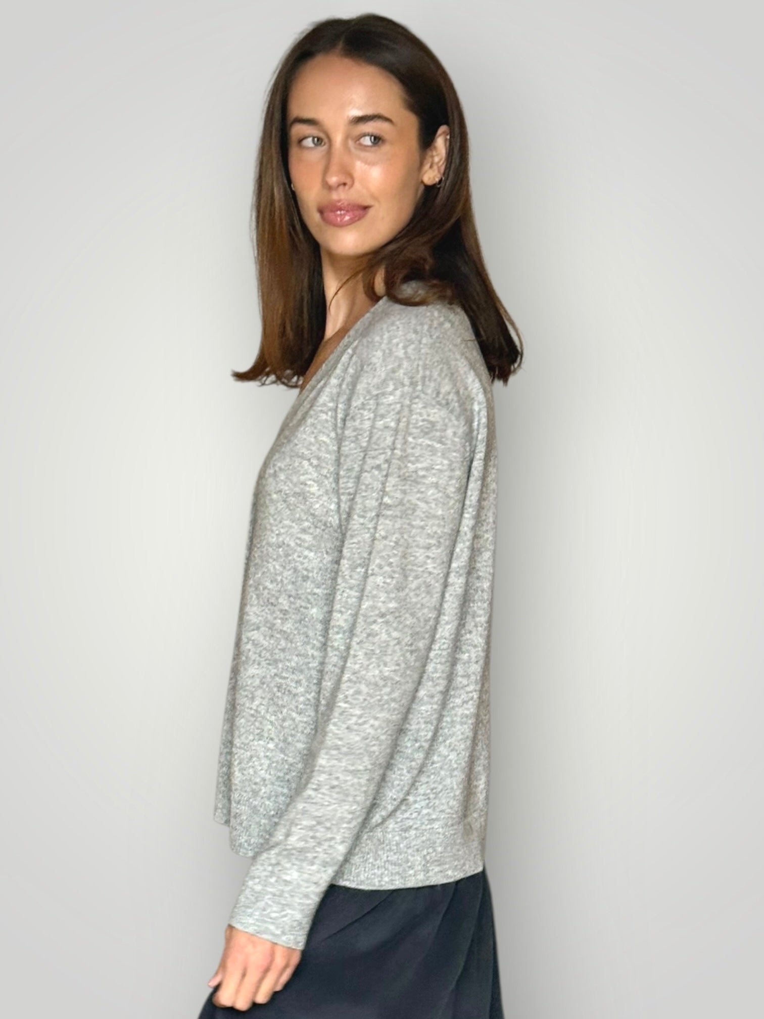 hannah cashmere v-neck cardi- soft grey General