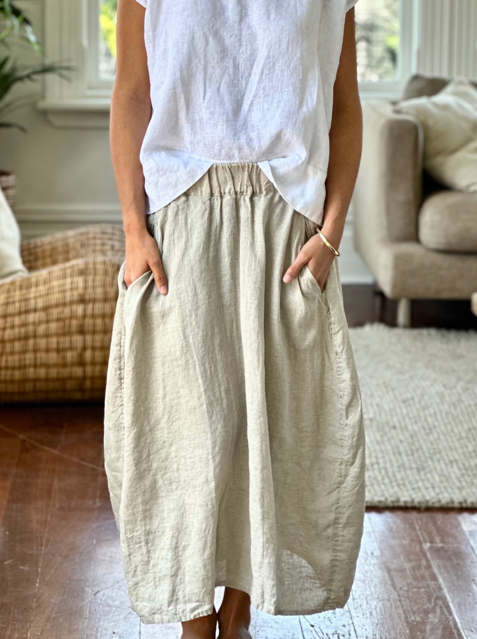 lana skirt-natural linen Apparel  