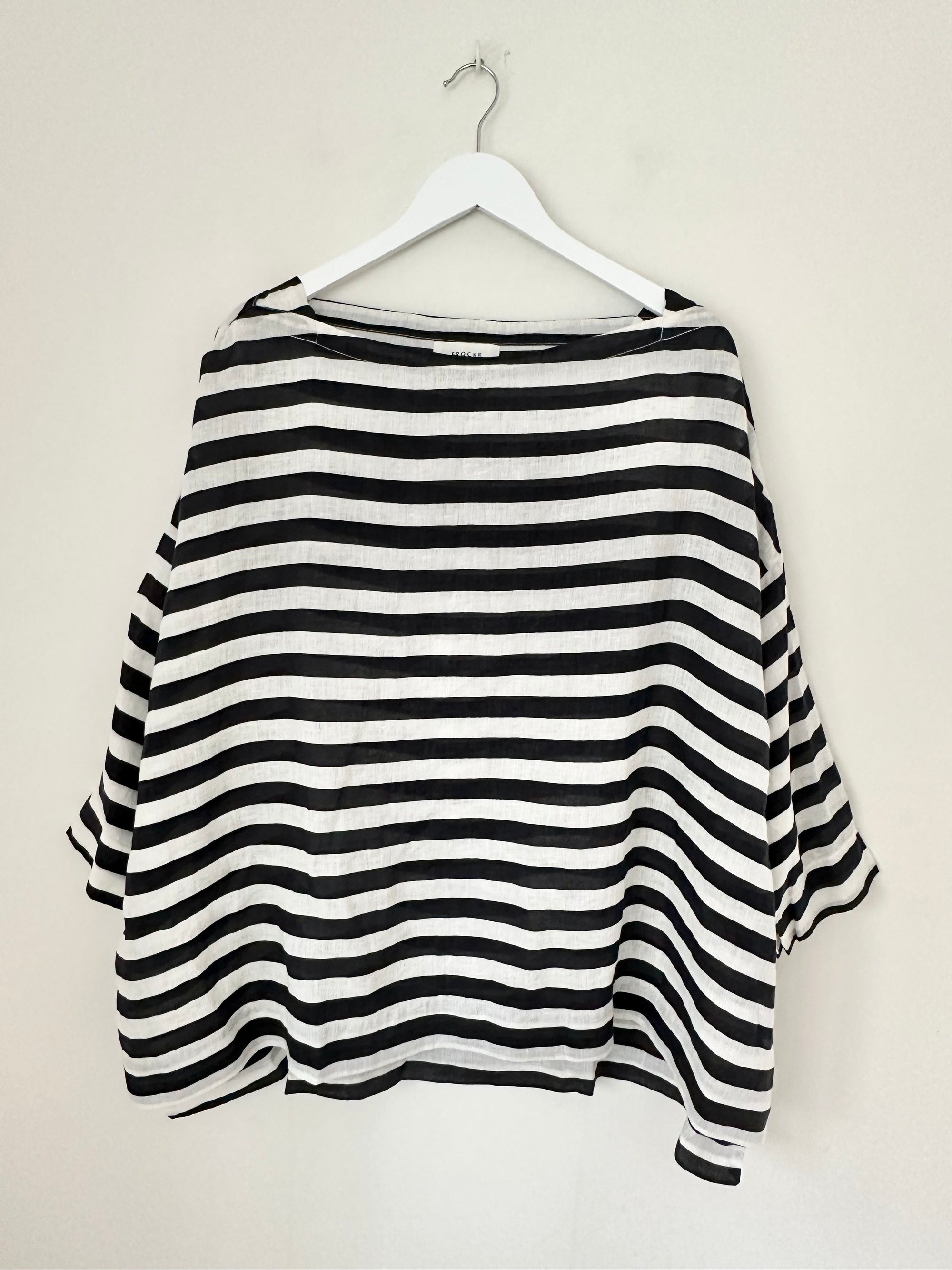 avril top - charcoal stripe linen Apparel