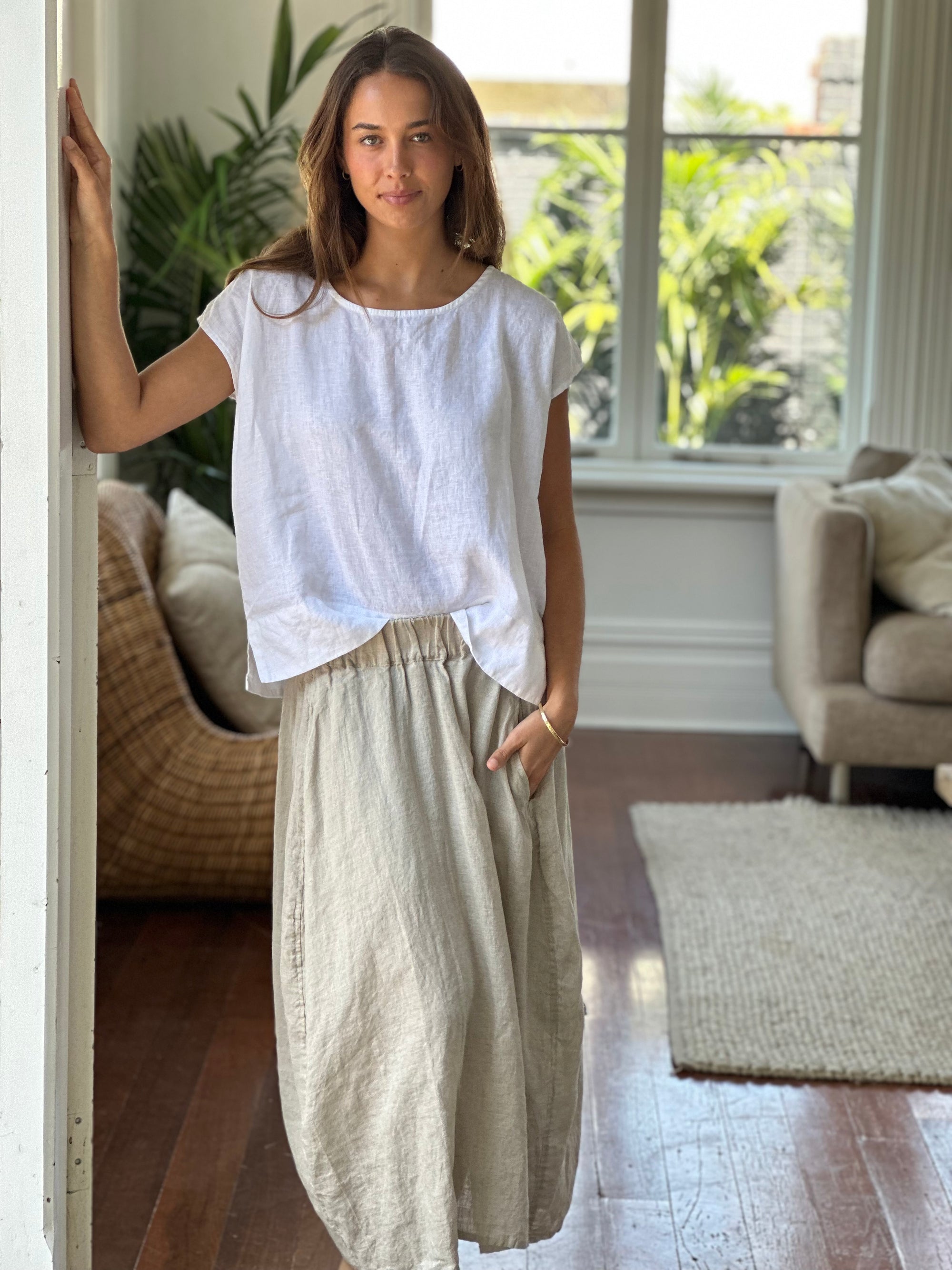 lana skirt-natural linen Apparel  