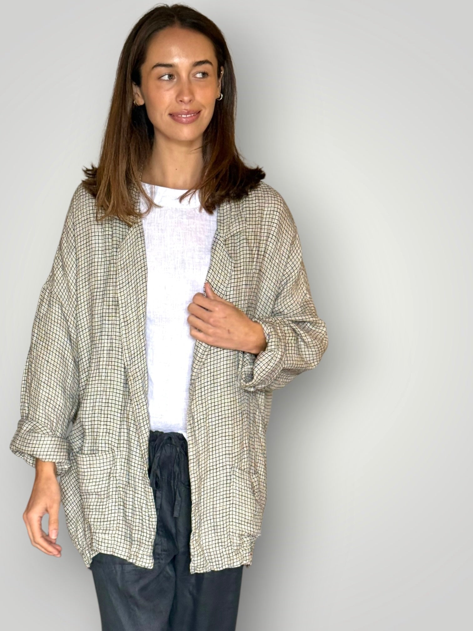 albert jacket - woven linen small check Shirts