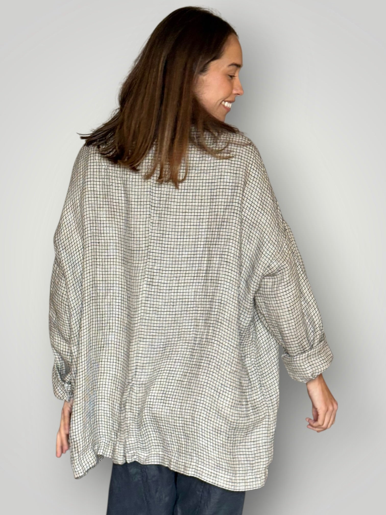 albert jacket - woven linen small check Shirts