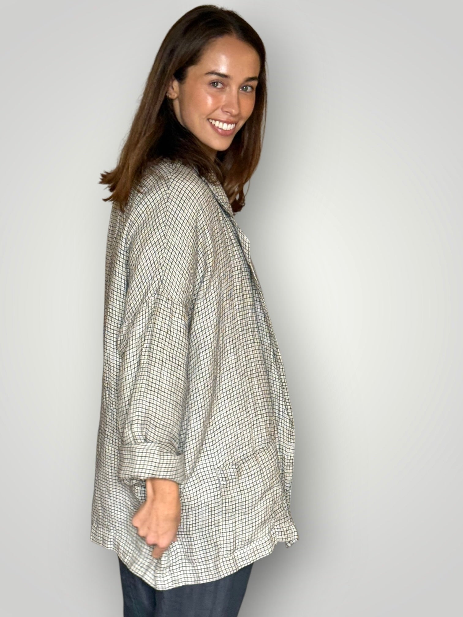 albert jacket - woven linen small check Shirts