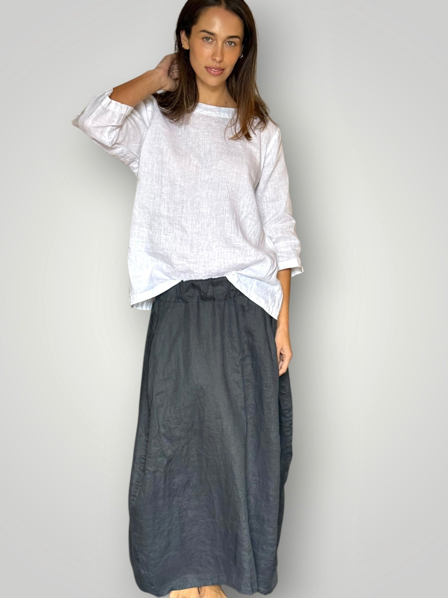 lana skirt - charcoal linen Apparel