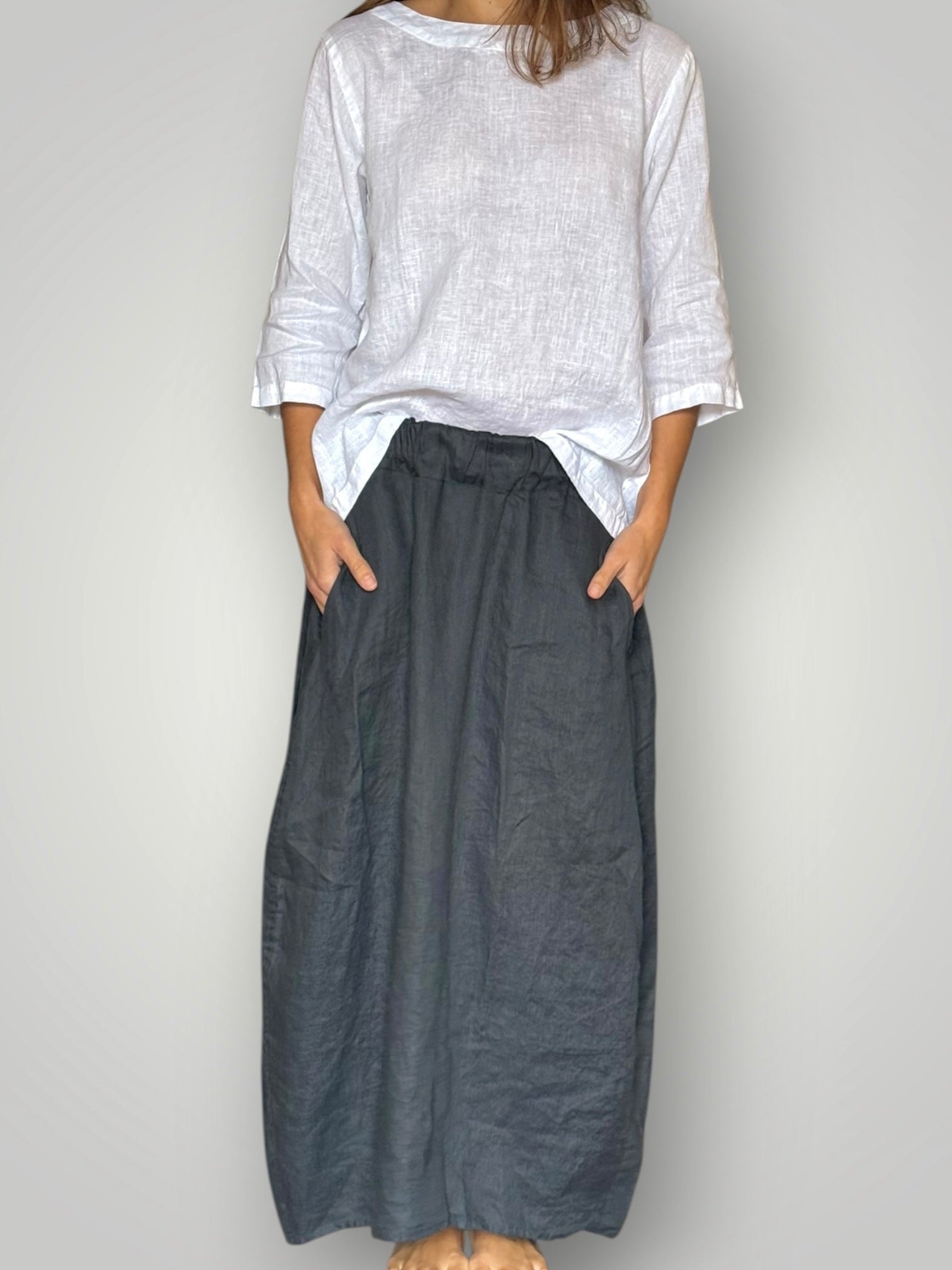 lana skirt - charcoal linen Apparel