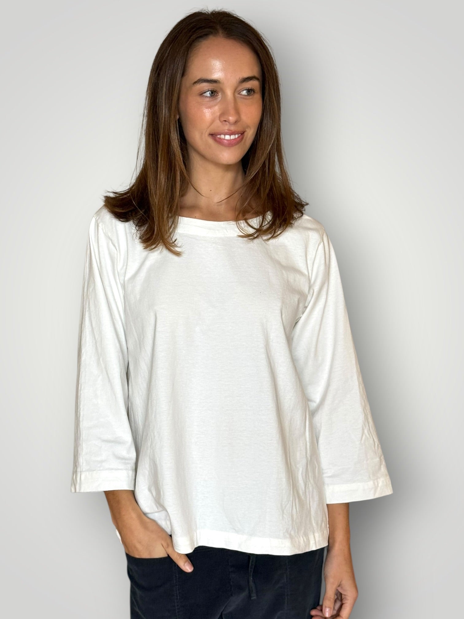 april cotton knit top-chalk Apparel
