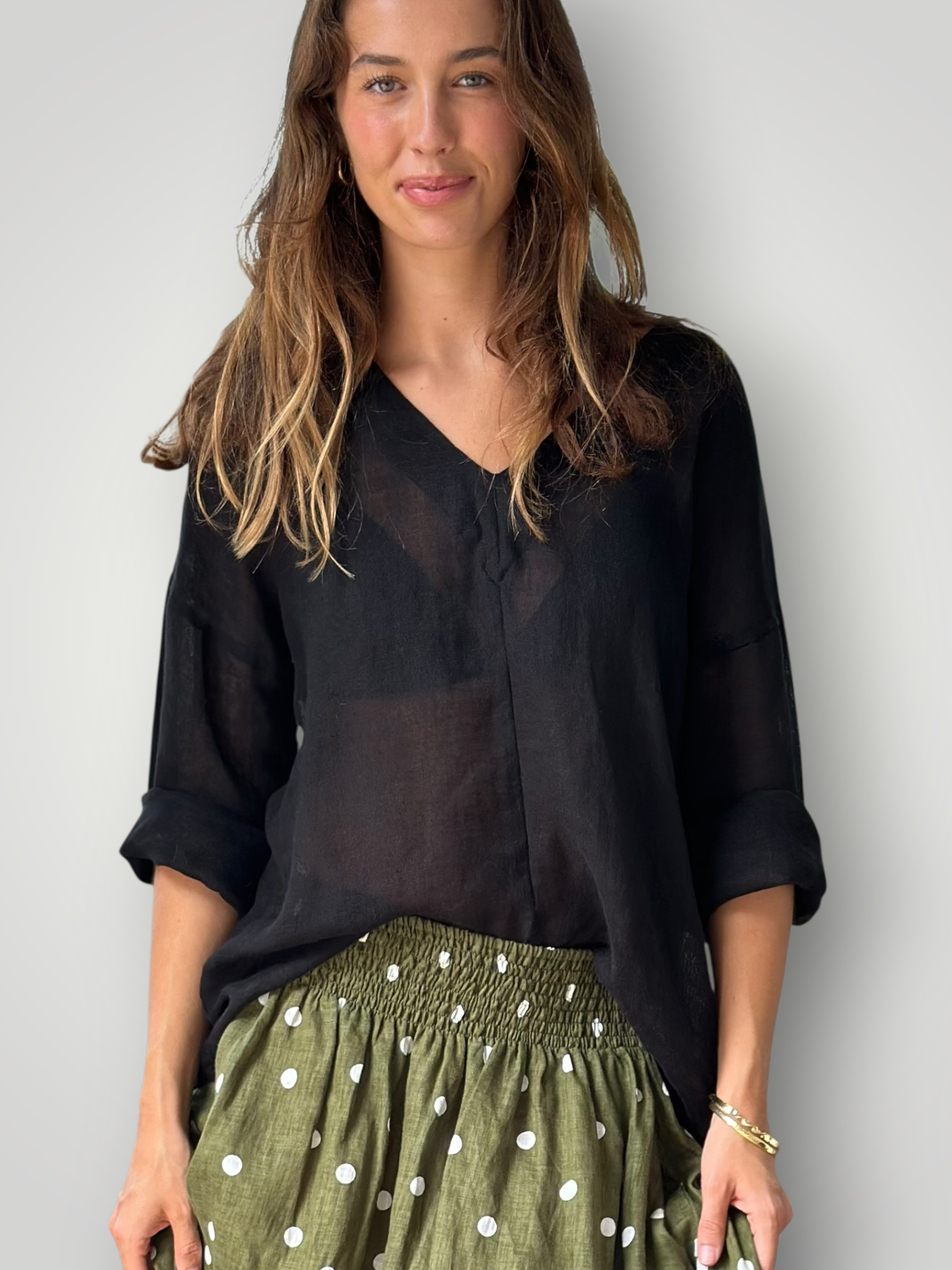paige top - black linen gauze Apparel
