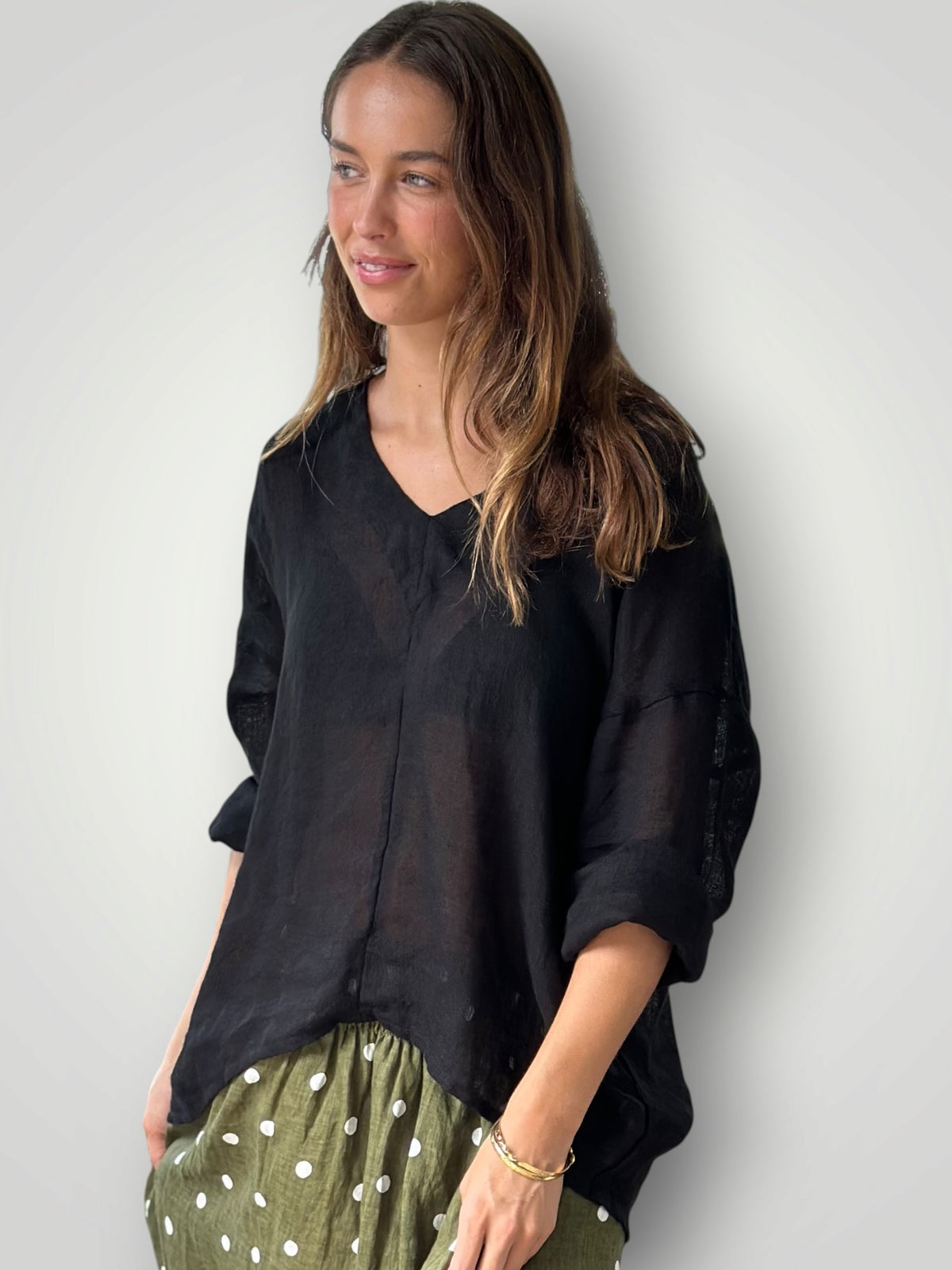 paige top - black linen gauze Apparel