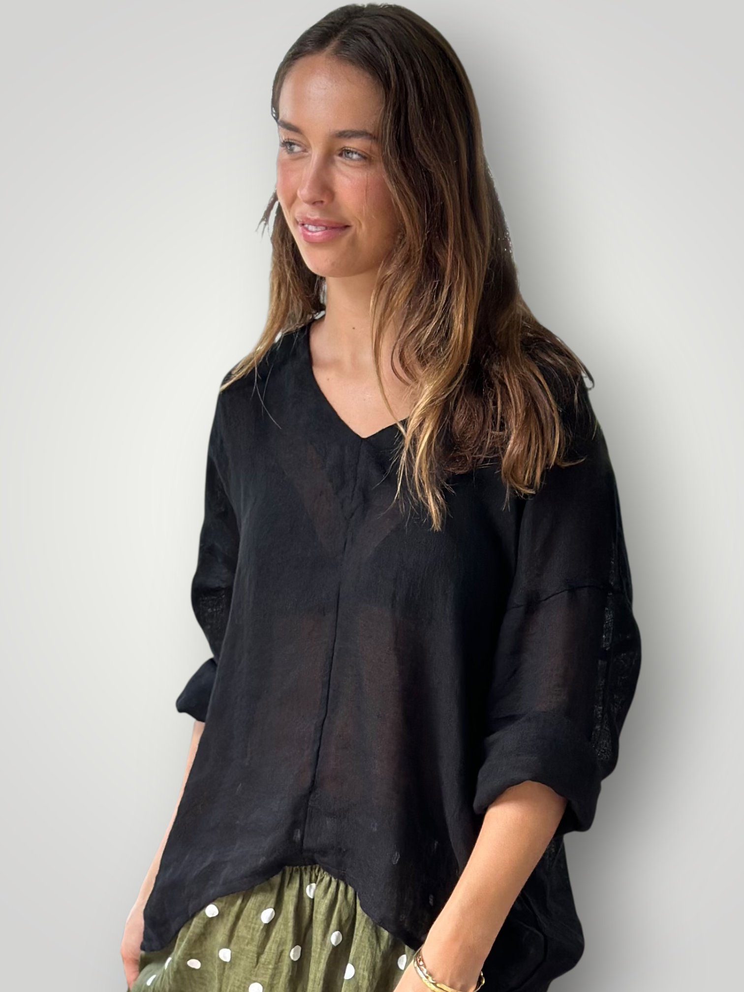 paige top - black linen gauze Apparel