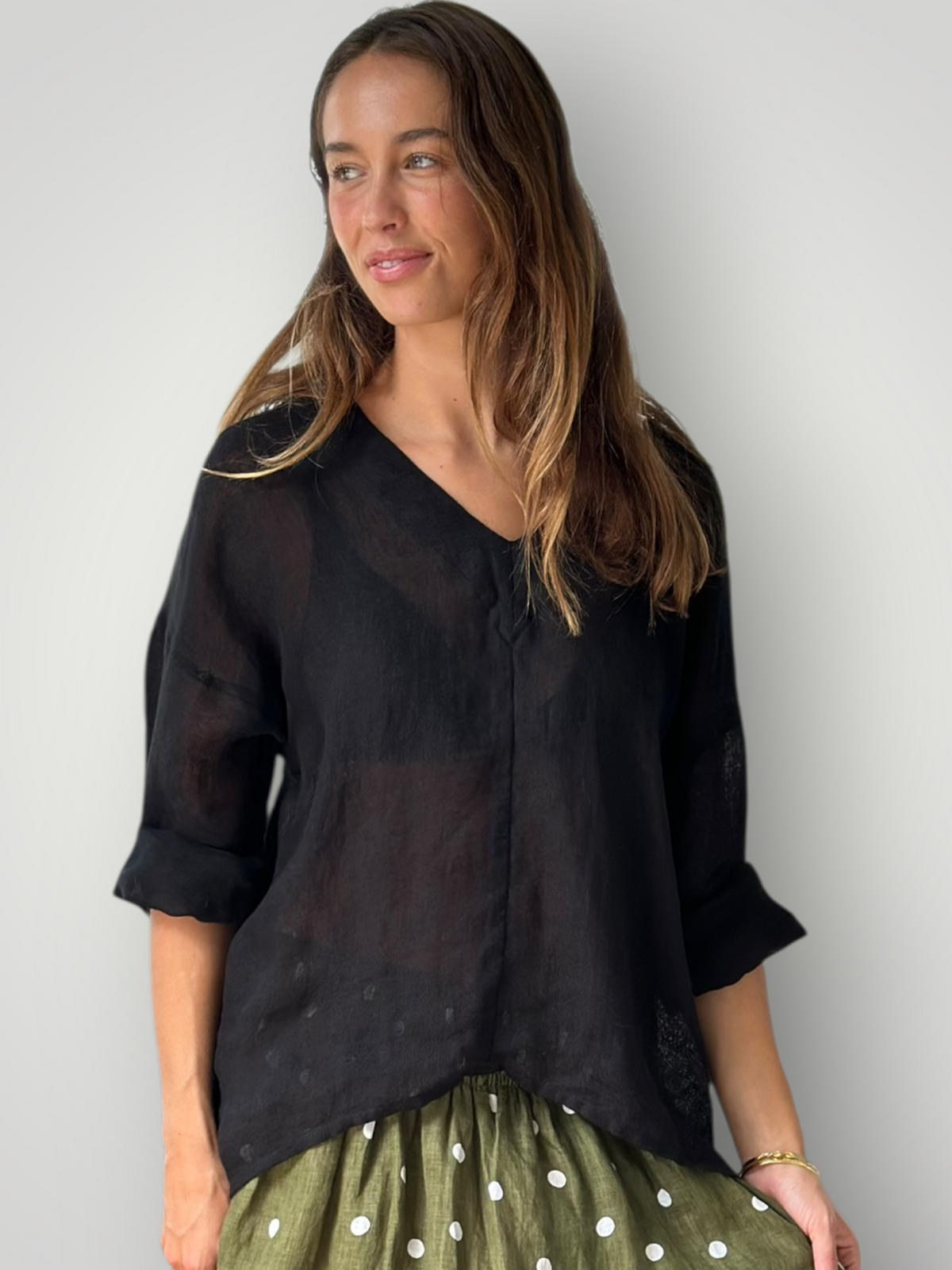paige top - black linen gauze Apparel