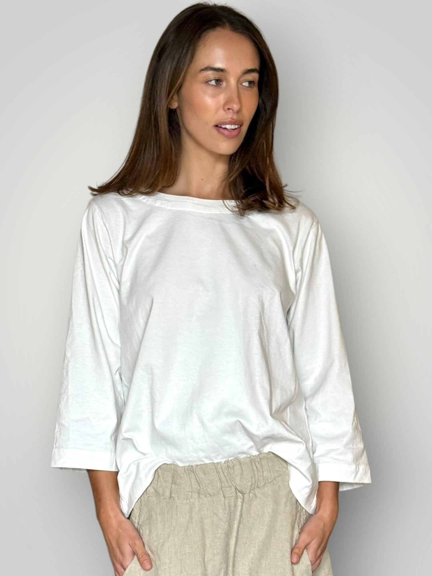 april cotton knit top-chalk Apparel
