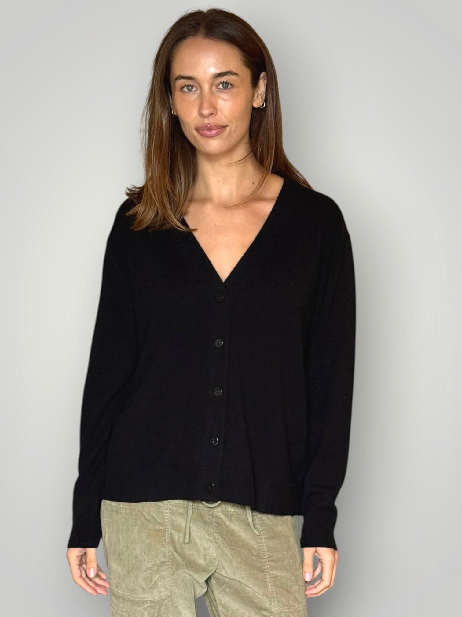 hannah cashmere v neck cardi- black General