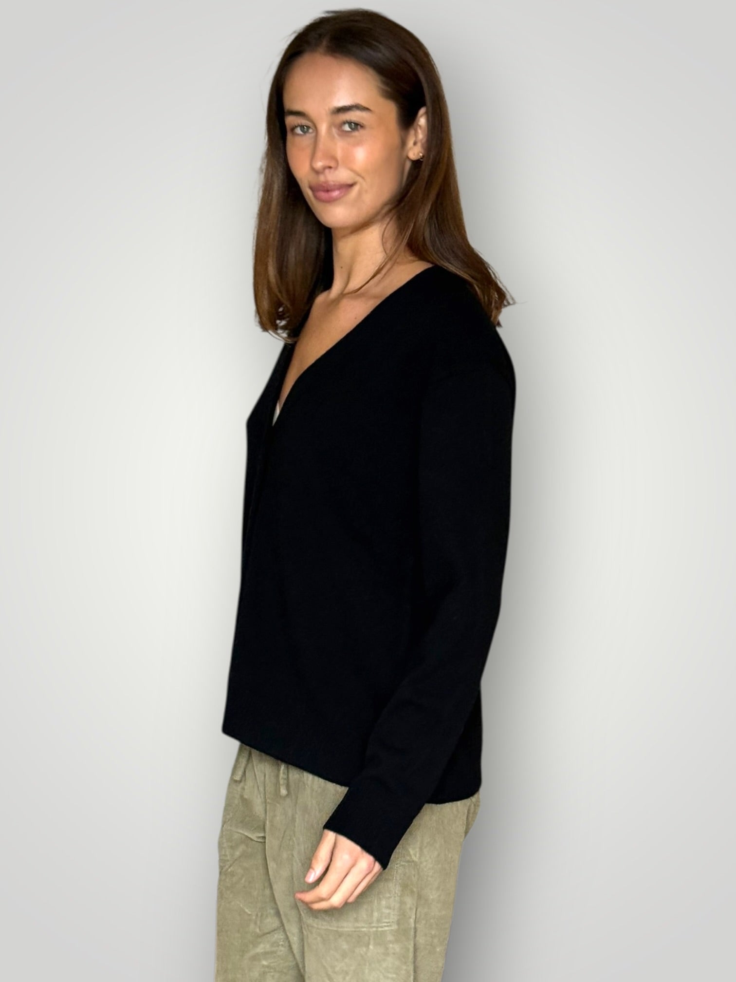 hannah cashmere/wool cardi-black