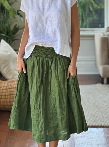 lola skirt - moss linen Apparel  