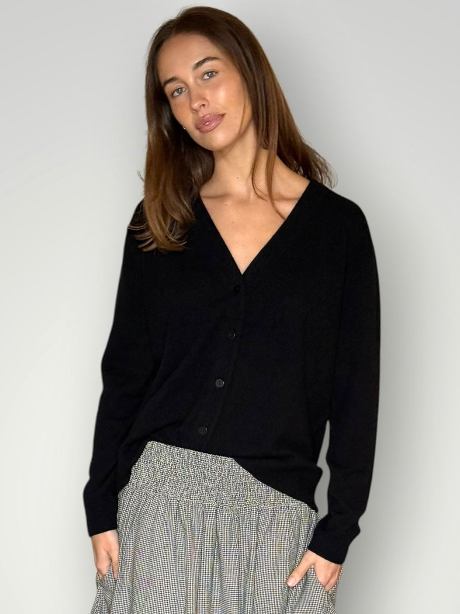 hannah cashmere/wool cardi-black