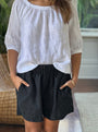 abbey short - black linen Apparel  