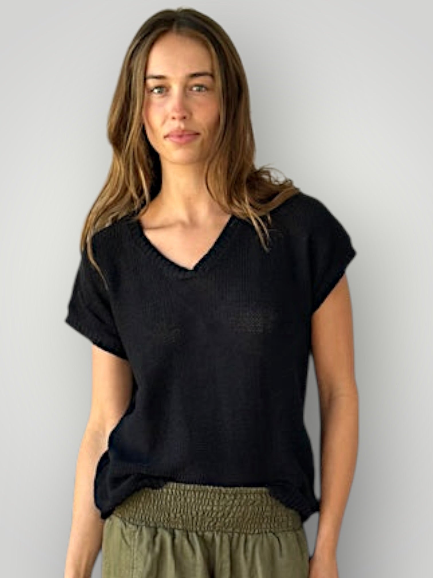 lara knit top - black cotton Apparel