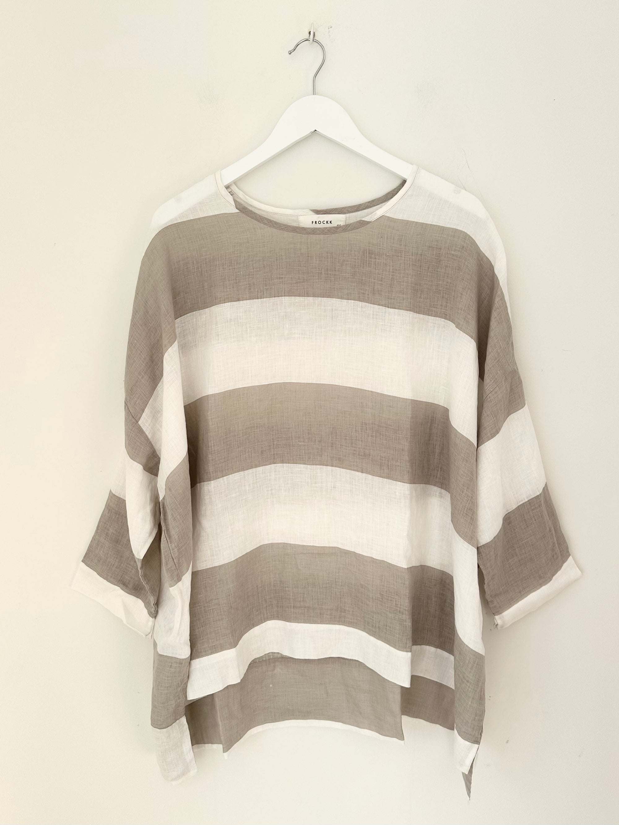 hunter top - big natural stripe linen Apparel