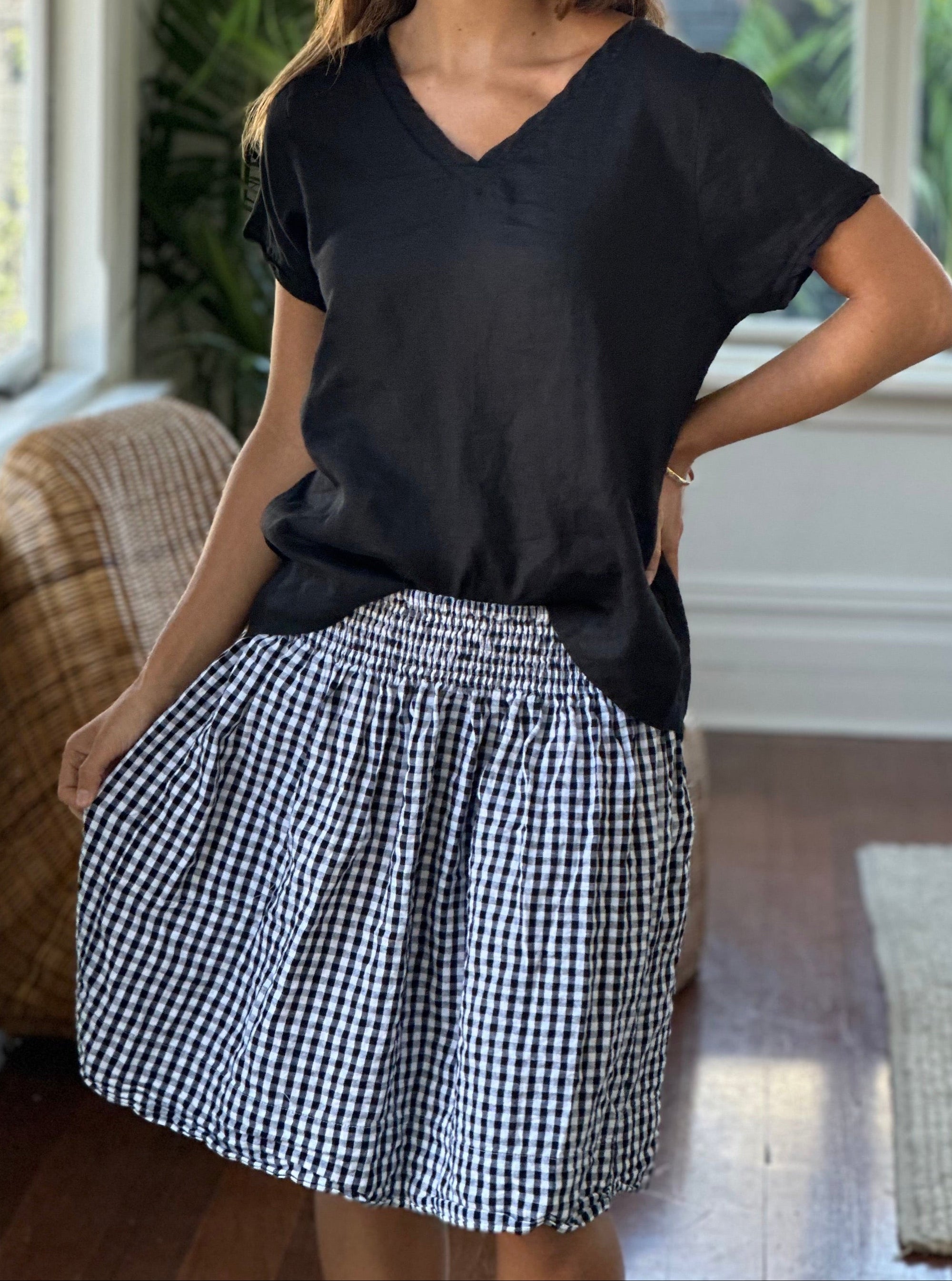 zoe skirt - black gingham Apparel  
