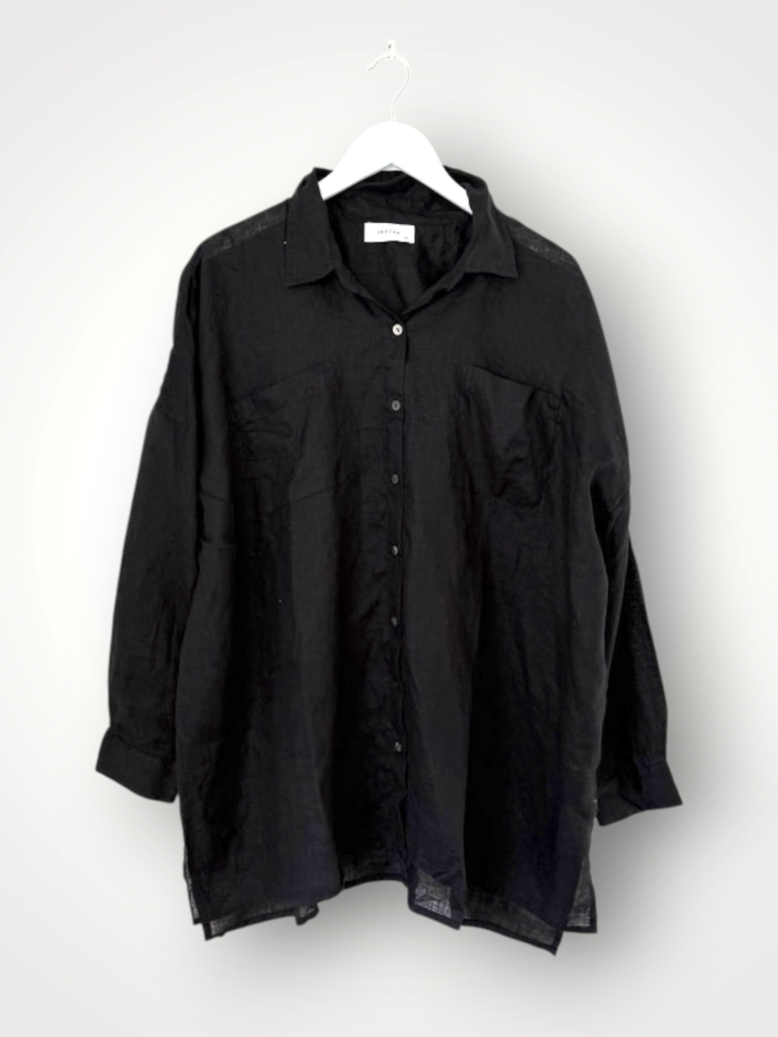 aiden oversized shirt - black linen Apparel
