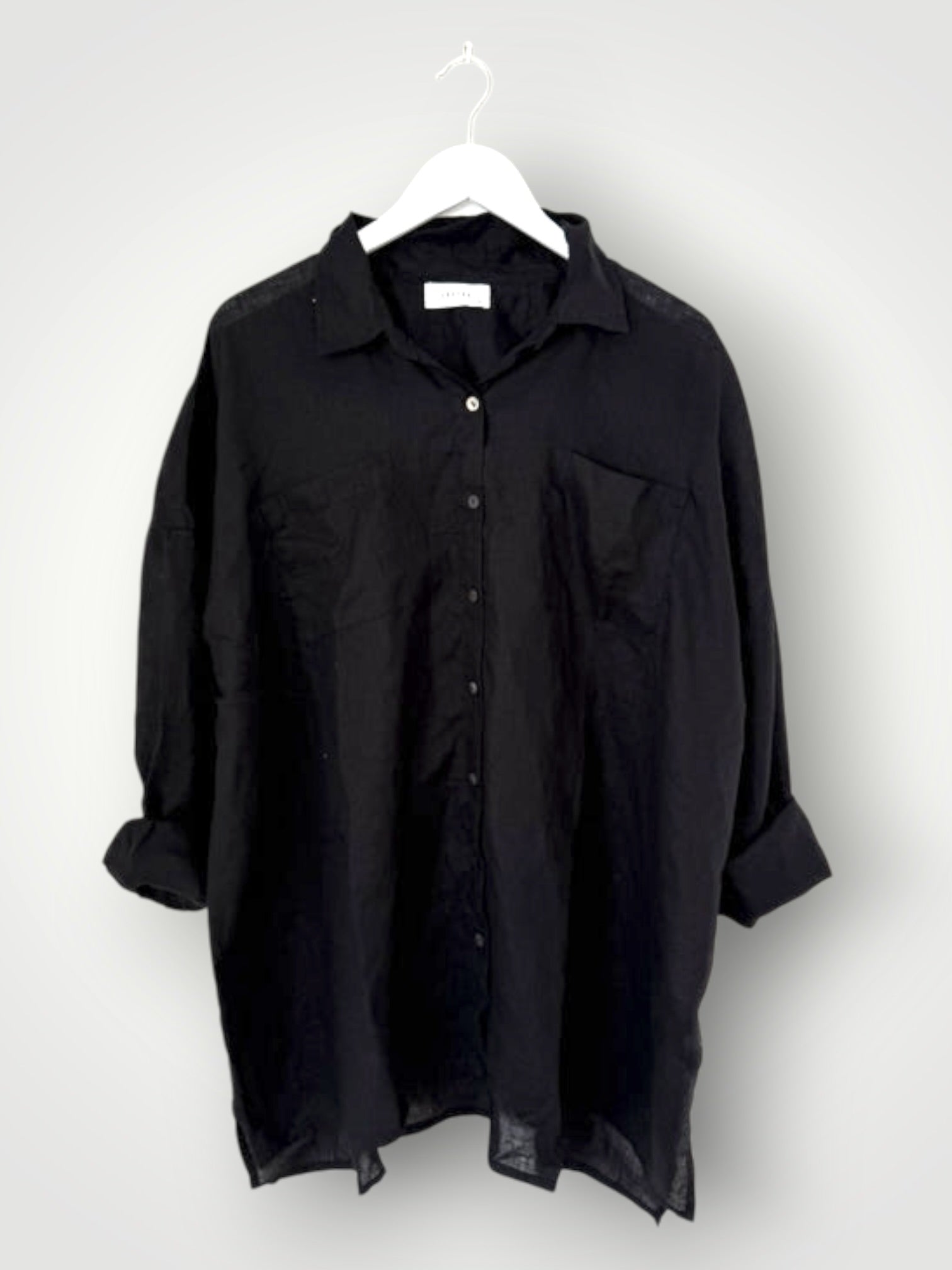 aiden oversized shirt - black linen Apparel