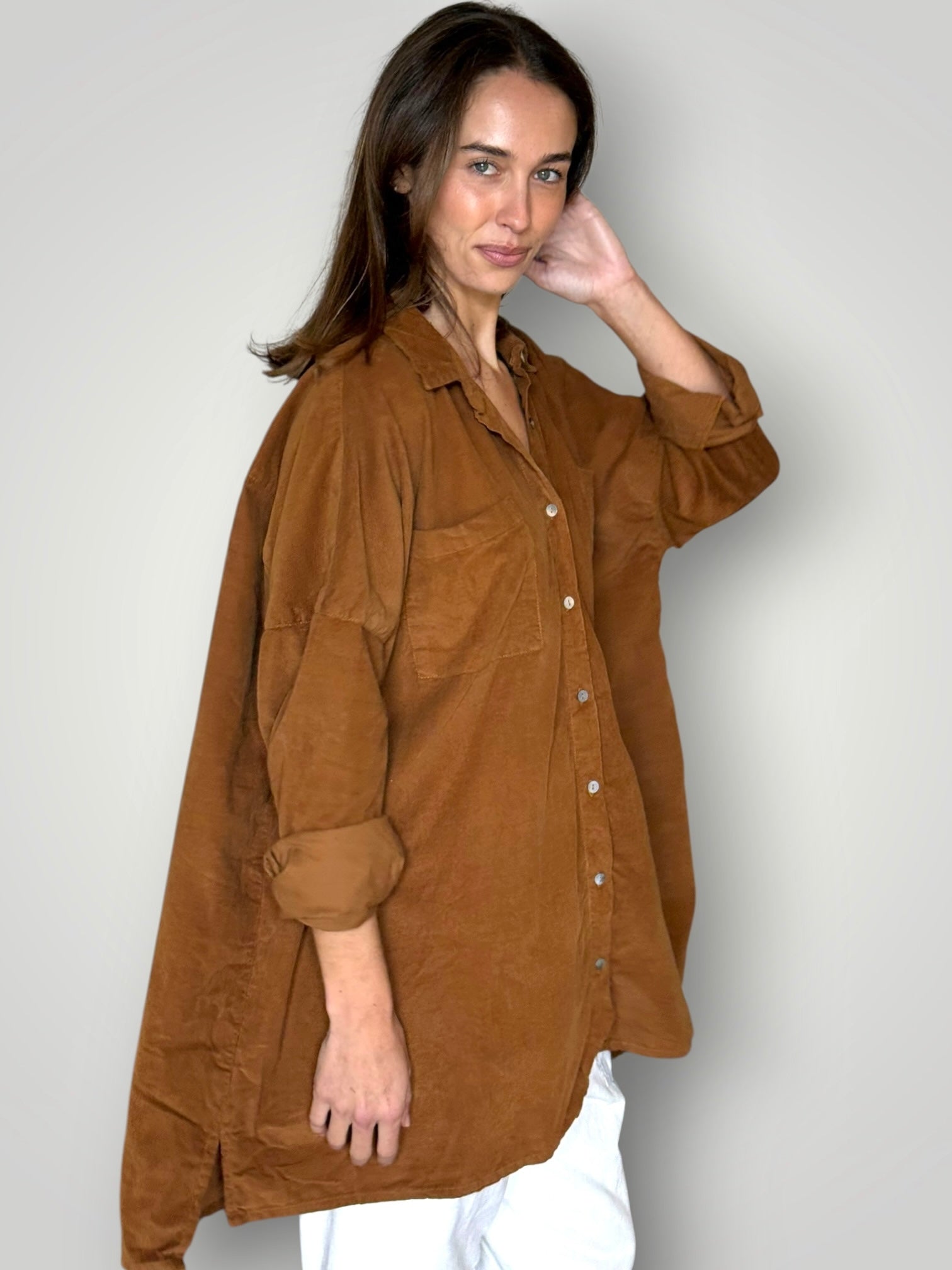 aiden oversized shirt -toffee cord Apparel