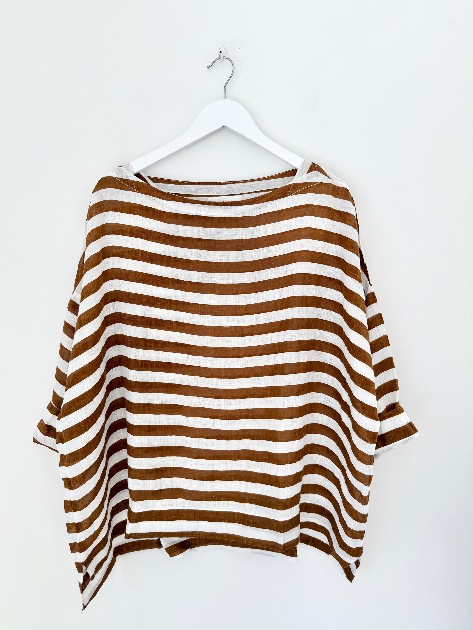 avril top - caramel stripe linen Apparel