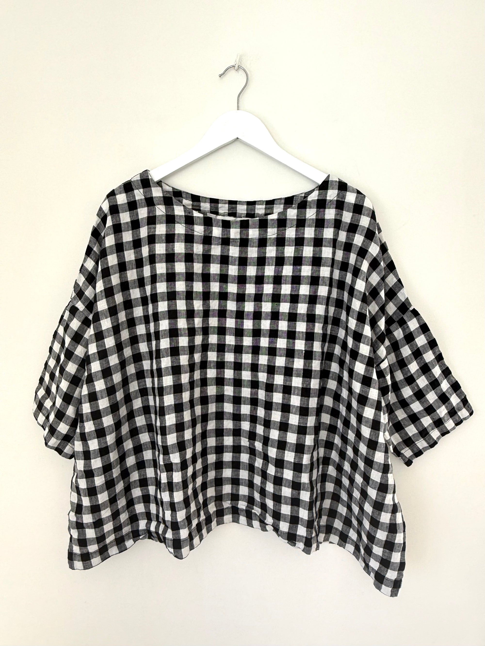 marita top - gingham check linen Apparel