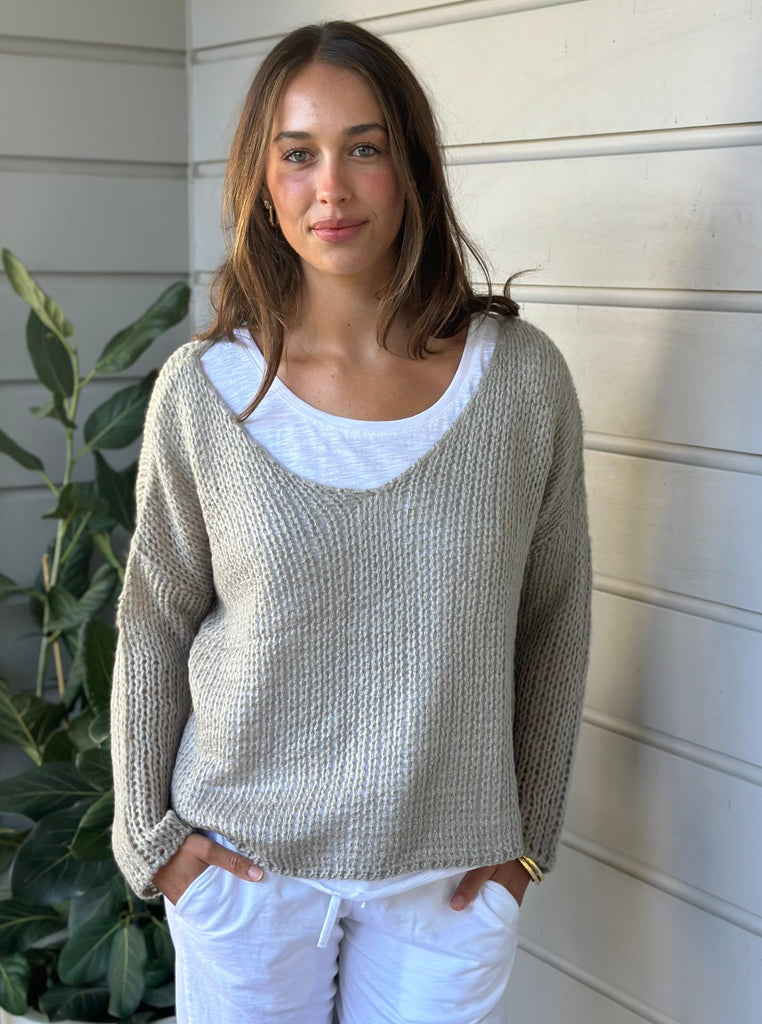 chloe knit - stone Apparel