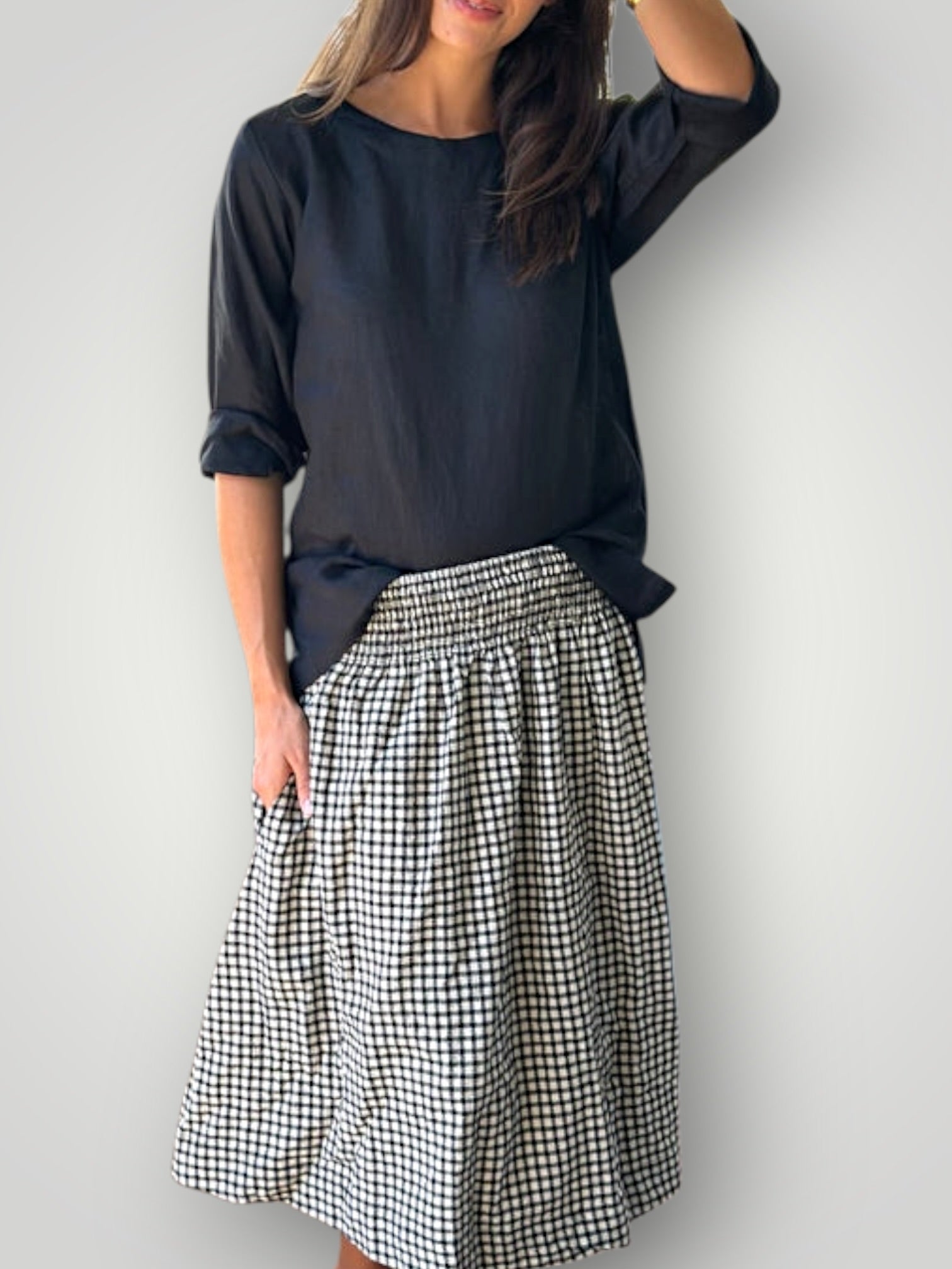 lola skirt - vintage black check Apparel